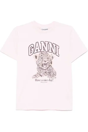Ganni T-shirt i jersey med leopardtryk
