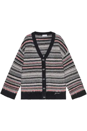 Ganni Stribet cardigan med knapper
