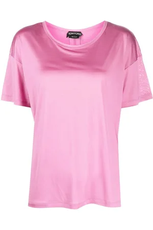 Tom Ford Kortærmet T-shirt i silke med logomærke