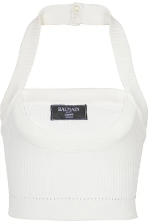 Balmain Ribbet top med halterneck