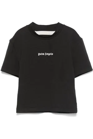 Palm Angels Cropped T-shirt med broderet logo