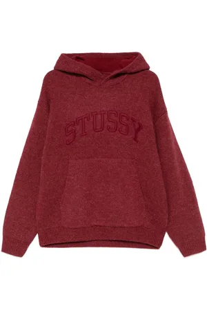 STUSSY Strikket hættetrøje med mærke