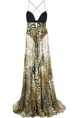 Roberto Cavalli Lang kjole med leopardtryk
