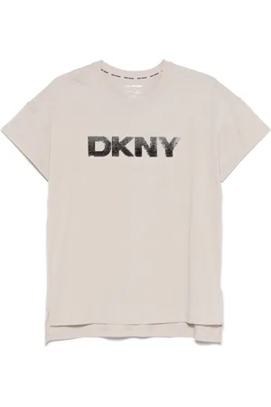 DKNY T-shirt med pailletudsmykket logo