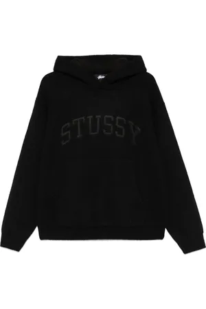 STUSSY Strikket hættetrøje med mærke