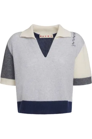 Marni Ribbet T-shirt med V-hals