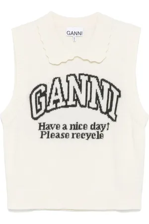 Ganni Vest med logo-intarsia