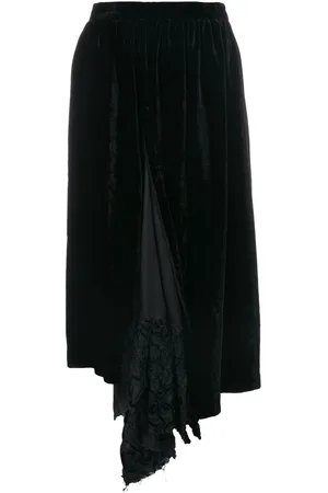 Comme des Garçons Asymmetriske bukser i velour med cropped pasform
