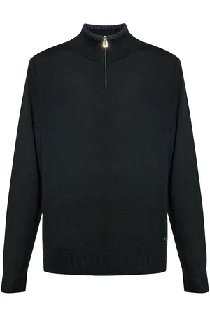 Paul Smith Sweater i merinould med kort lynlås