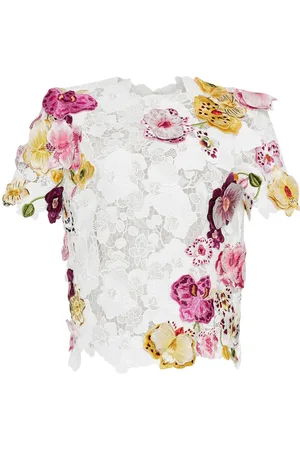 Oscar de la Renta Broderet Orchid guipure-bluse