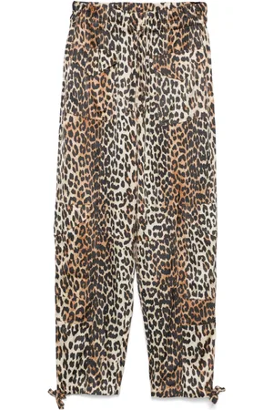 Ganni Satinbukser med leopardtryk
