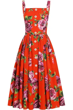 Dolce & Gabbana Mellemlang kjole med blomstertryk