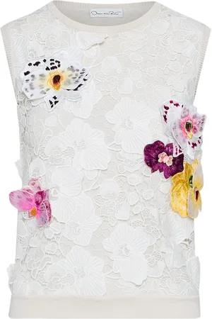 Oscar de la Renta Orchid tanktop med tråddetalje