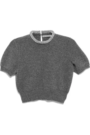 Alexander Wang Kortærmet T-shirt med krystal-hotfix