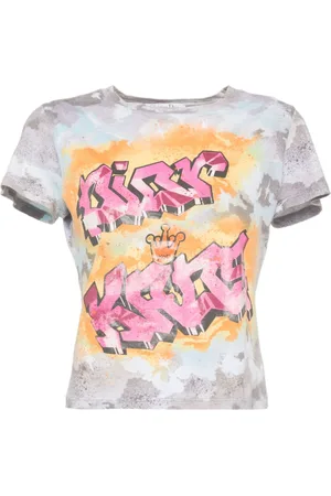 Dior Kortærmet T-shirt med grafisk tryk fra 2000