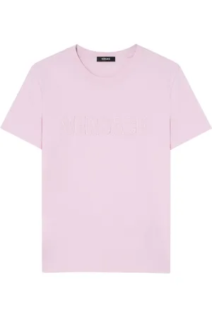 VERSACE T-shirt med broderet logo og frynser