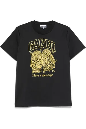 Ganni T-shirt i jersey med ugler