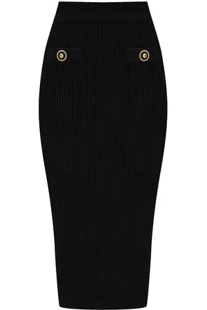 Balmain Ribbet mellemlang nederdel