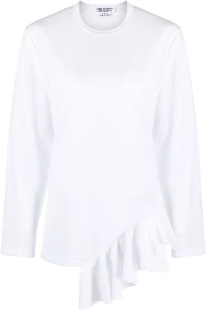 Comme des Garçons T-shirt med flæsedetalje og rund hals