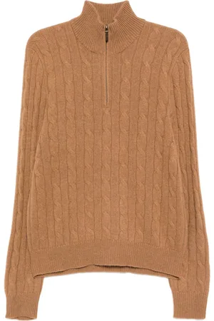 Ralph Lauren Kabelstrikket sweater med kvart lynlås