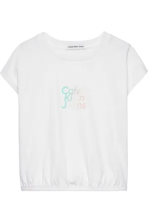 Calvin Klein T-shirt i flocktekstur med logo