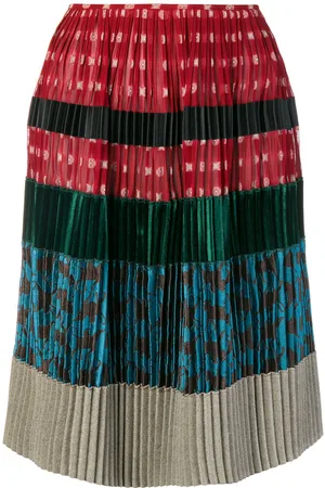 Jean Paul Gaultier Patchwork-nederdel med plisseringer