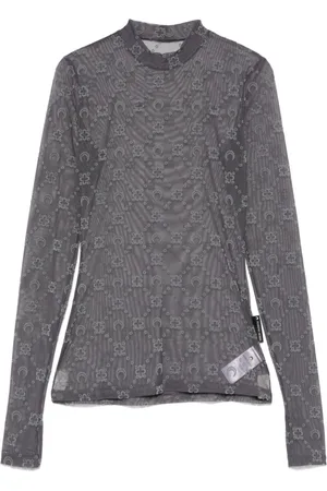 Marine Serre T-shirt med monogram og flock-tekstur