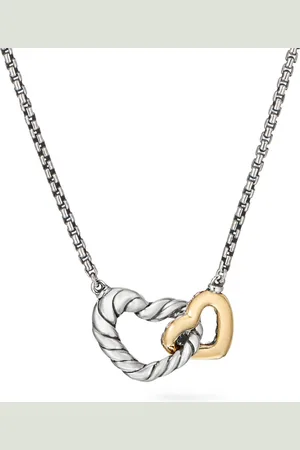 David Yurman Cable Collectibles Interlocking Heart halskæde i 18 karat guld og sterlingsølv (16,4 mm)