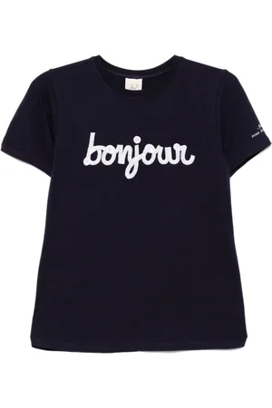 Cinq A Sept T-shirt med pailletudsmykket bonjour