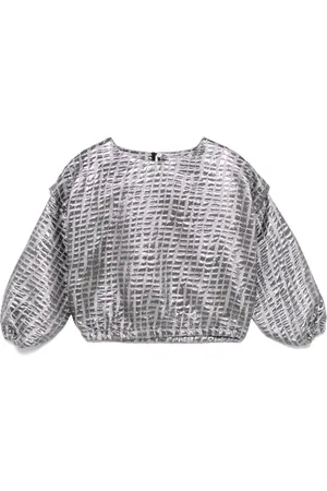 Le pandorine Top i jacquard med metallisk effekt
