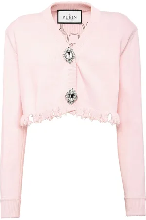 Philipp Plein Cropped cardigan med broderet logo