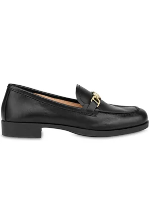Moschino Loafers i læder med hjertevedhæng