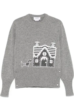 Thom Browne Holiday scenery-sweater i merinould
