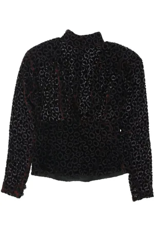 Dior Bluse med flock-tekstur fra 1980