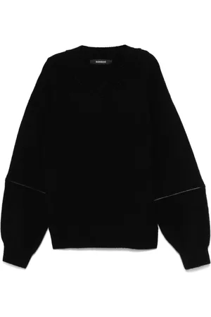 SONGZIO Ribbet sweater med V-hals