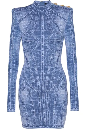 Balmain Kort strikket kjole i jacquard