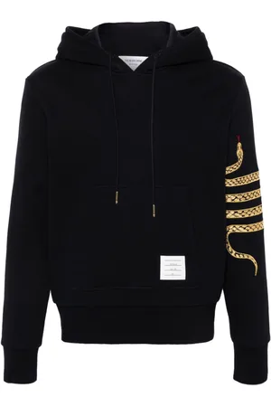 Thom Browne Hættetrøje med rullekrave og slangetryk og fire striber