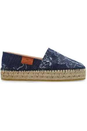 Etro Espadriller i denim med plateausål