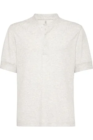 Brunello Cucinelli Ribbet T-shirt med V-hals