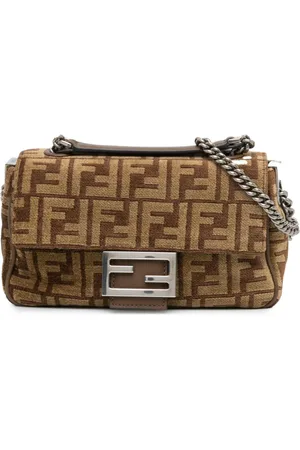 Fendi Midi Baguette skuldertaske i Zucca-lærred fra 2010-2024