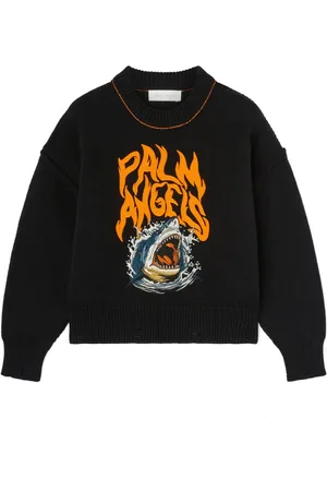Palm Angels Strikket sweater med haj-broderi