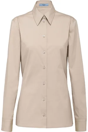 Prada Poplin-skjorte med trekantet logo