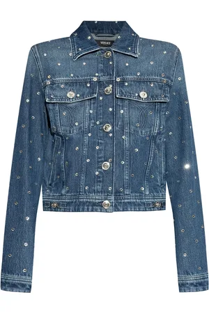VERSACE Denimjakke med skinnende applikation