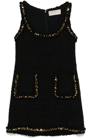 Elie saab Kort kjole i tweed med broderi