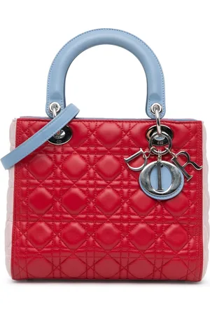 Dior Medium Tricolor Cannage Lady Dior satchel-taske i lammeskind fra 2014