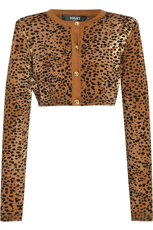 VERSACE Cropped cardigan med leopardtryk