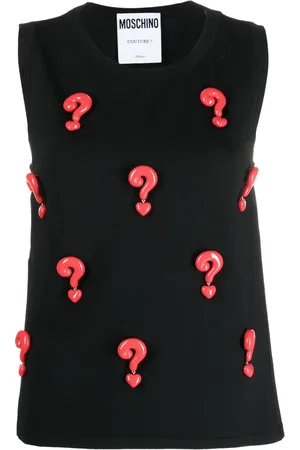 Moschino ærmeløs bluse med spørgsmålstegn