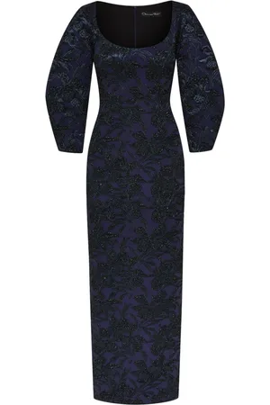 Oscar de la Renta Metallisk Orchid-kjole i jacquard