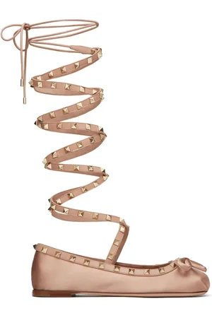 VALENTINO GARAVANI Rockstud ballerinaer i satin