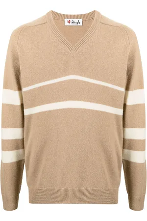 PRINGLE OF SCOTLAND Stribet sweater med V-hals